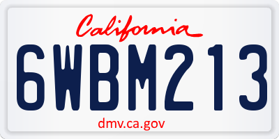 CA license plate 6WBM213