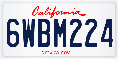 CA license plate 6WBM224