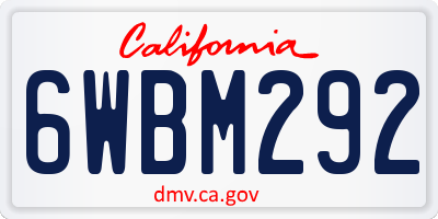 CA license plate 6WBM292