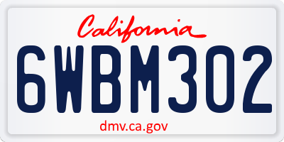 CA license plate 6WBM302