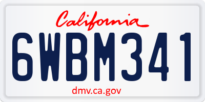 CA license plate 6WBM341