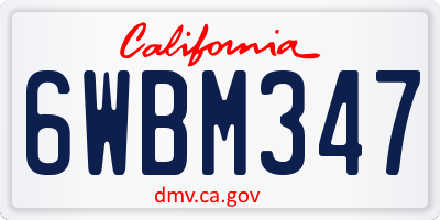 CA license plate 6WBM347