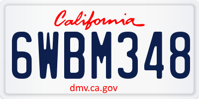 CA license plate 6WBM348