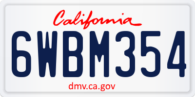 CA license plate 6WBM354