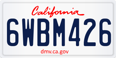 CA license plate 6WBM426