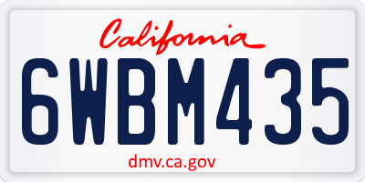 CA license plate 6WBM435