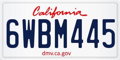 CA license plate 6WBM445
