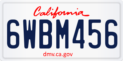 CA license plate 6WBM456