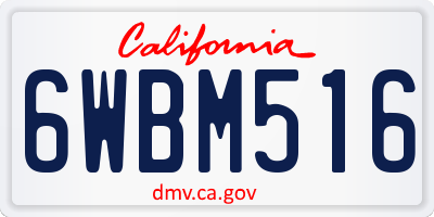 CA license plate 6WBM516