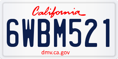 CA license plate 6WBM521