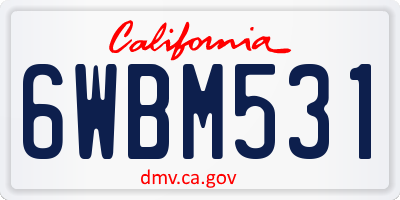 CA license plate 6WBM531