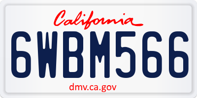 CA license plate 6WBM566