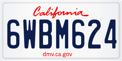CA license plate 6WBM624