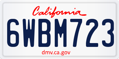 CA license plate 6WBM723