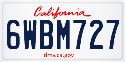 CA license plate 6WBM727
