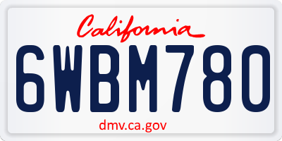 CA license plate 6WBM780