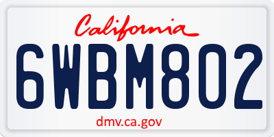 CA license plate 6WBM802