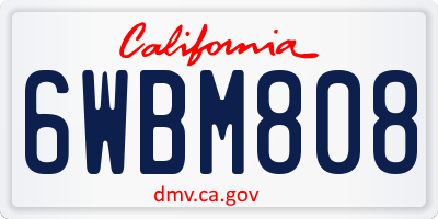 CA license plate 6WBM808