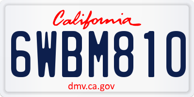 CA license plate 6WBM810