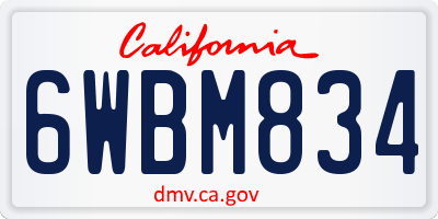 CA license plate 6WBM834