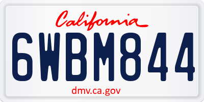CA license plate 6WBM844