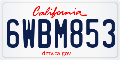 CA license plate 6WBM853