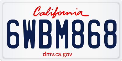 CA license plate 6WBM868