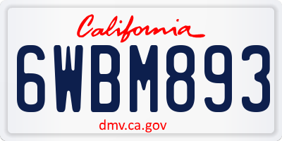 CA license plate 6WBM893
