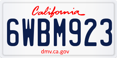 CA license plate 6WBM923
