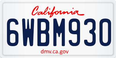 CA license plate 6WBM930