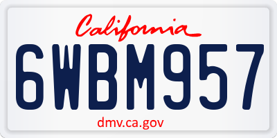 CA license plate 6WBM957