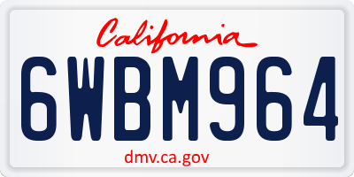 CA license plate 6WBM964