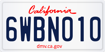 CA license plate 6WBN010