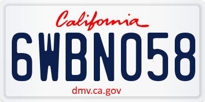 CA license plate 6WBN058