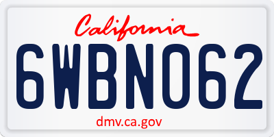 CA license plate 6WBN062