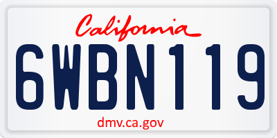CA license plate 6WBN119