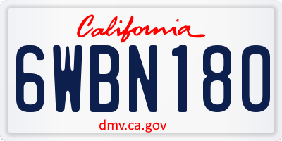 CA license plate 6WBN180