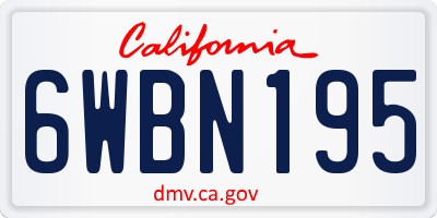 CA license plate 6WBN195