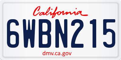 CA license plate 6WBN215