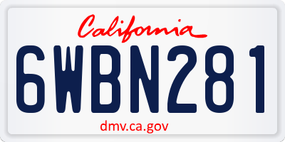 CA license plate 6WBN281