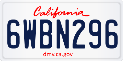 CA license plate 6WBN296