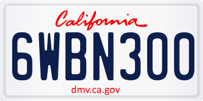 CA license plate 6WBN300