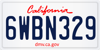 CA license plate 6WBN329