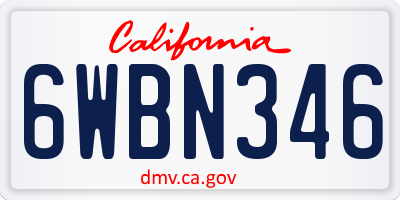 CA license plate 6WBN346