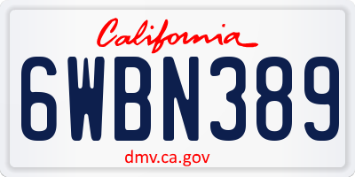 CA license plate 6WBN389