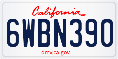 CA license plate 6WBN390