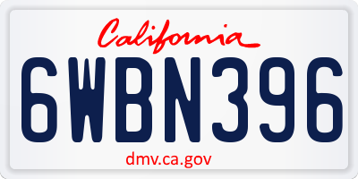 CA license plate 6WBN396