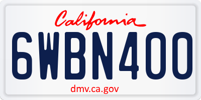 CA license plate 6WBN400