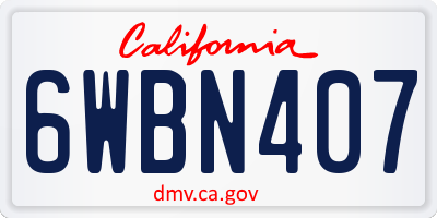 CA license plate 6WBN407