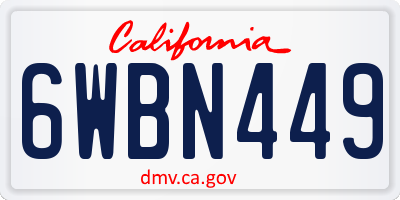 CA license plate 6WBN449